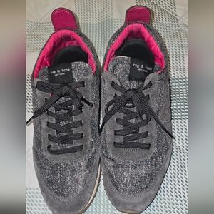 Rag & Bone Charcoal Sneakers with Fuchsia Highlights